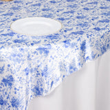 Create a Mesmerizing Table Setting with the White Blue Chinoiserie Floral Print Square Tablecloth Topper