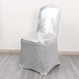 Metallic Silver Shimmer Tinsel Spandex Chair Cover