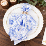Elevate Your Table with White Blue Chinoiserie Floral Print Napkins