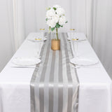 Elevate Your Table Setting with the Silver Satin Stripe Table Runner
