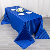 Create an Enchanting Atmosphere with the Royal Blue Satin Stripe Tablecloth