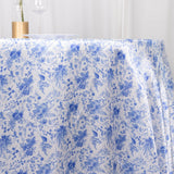 Unleash the Beauty of Event Decor with the White Blue Chinoiserie Floral Print Tablecloth